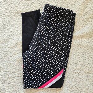 Betsey Johnson Performance Women's Polka Dot Leggings Size S Black & White Polye